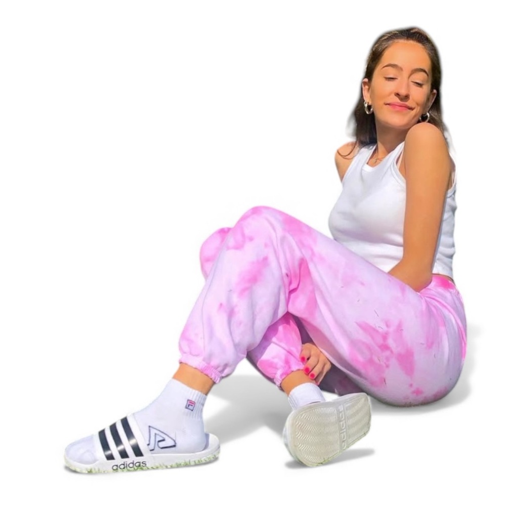 Love Mads Custom Tie Dye Sweatpants in Pink Dreams Size Medium New